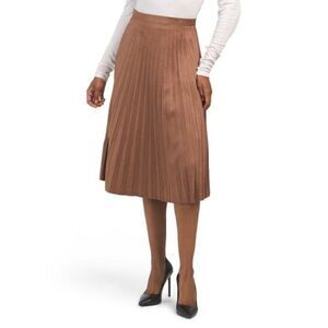 BAGATELLE brown size Large Faux Suede Pleated Midi Skirt